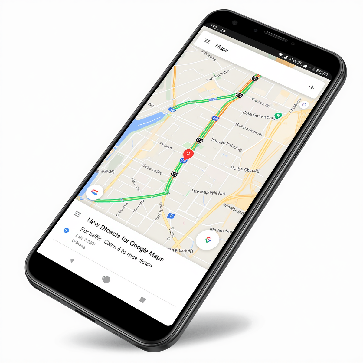 Google Maps navigation on phone - showing route with traffic greenorange colors Google Maps navigation on phone - showing route with traffic greenorange colors