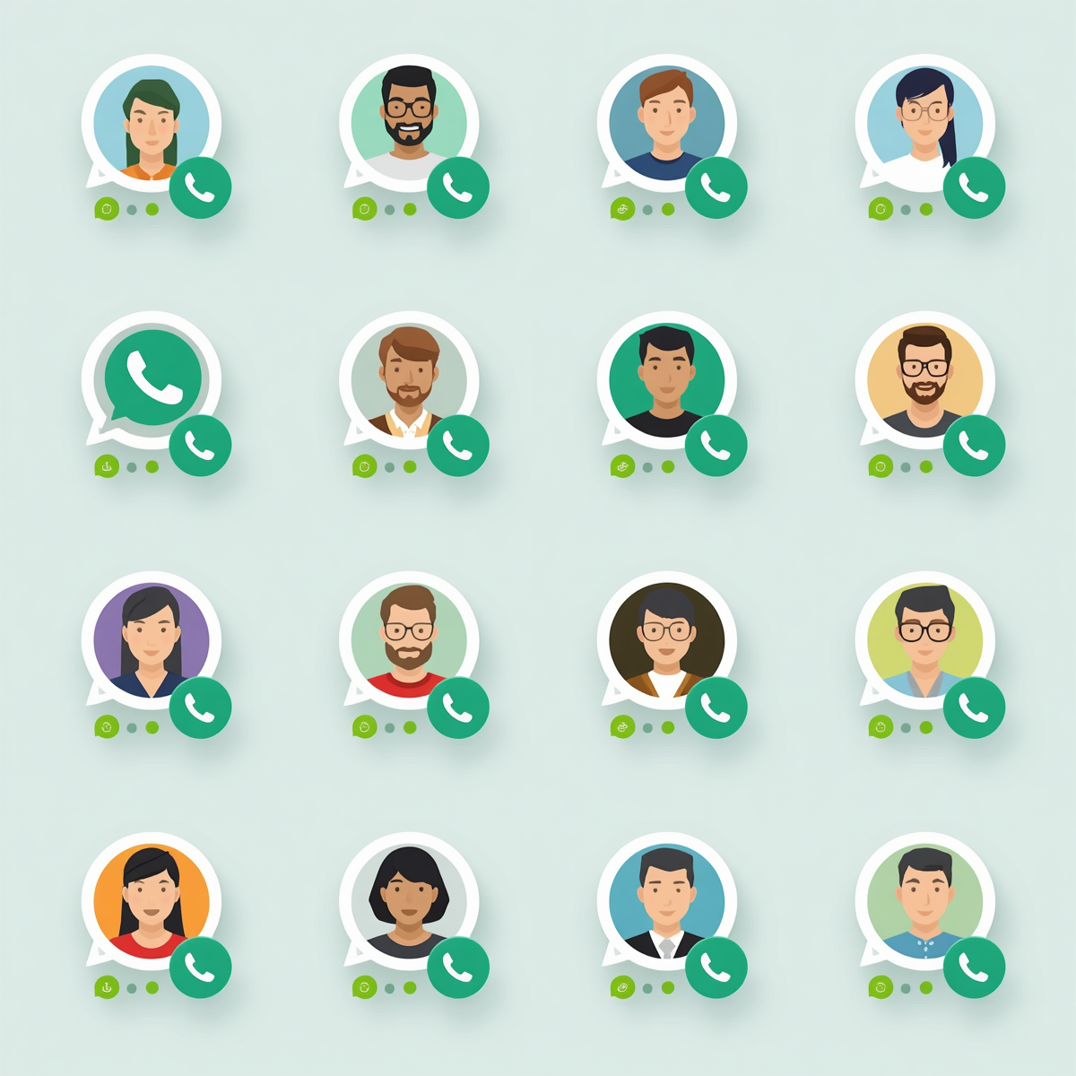Grid of 10 WhatsApp group icons - all active status Grid of 10 WhatsApp group icons - all active status