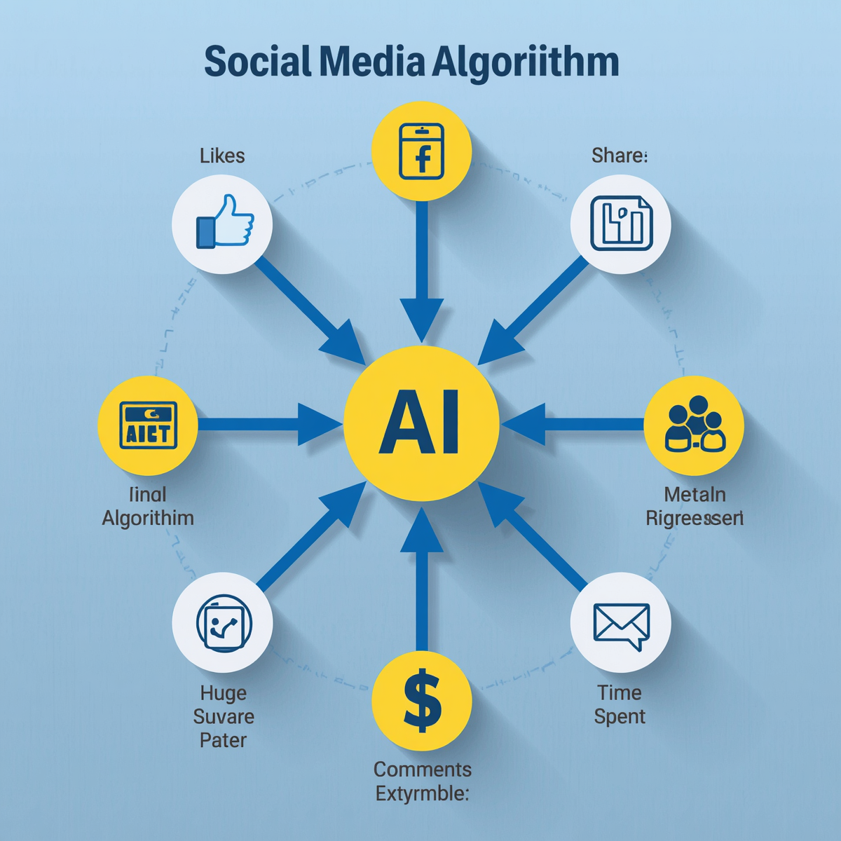 Social media algorithm diagram - likes, shares, time spent, comments as inputs Social media algorithm diagram - likes, shares, time spent, comments as inputs